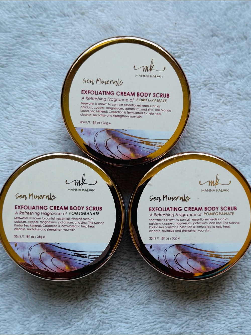 Manna Kadar Sea Minerals Exfoliating Cream Body Scrub Mini Trio 35ml X 3 NEW